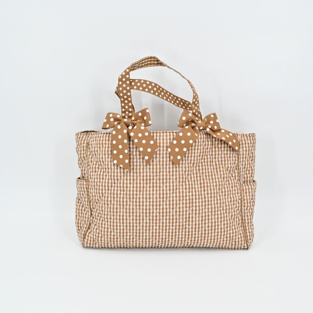 VTG 90s Y2k Deadstock Gingham Polka Dot Quilted Diaper Bag Changing Pad Set - Picture 4 of 9